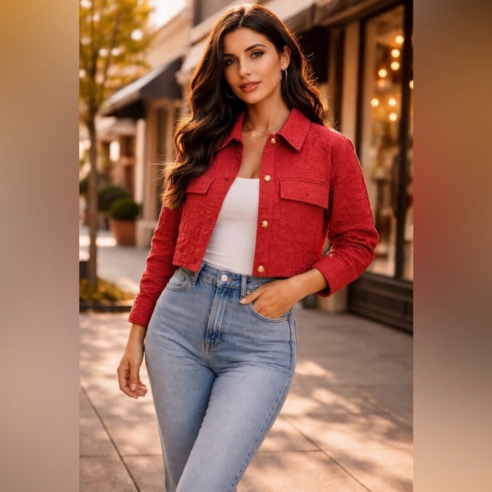NWT Buckle Privy Baked Apple Cropped Textured jacket - Picture 1 of 8